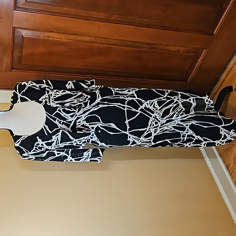 VINTAGE JOSEPH RIBKOFF DRESS 2 PC BLACK WHITE 4 LONG